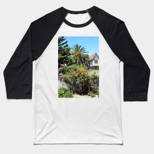 Climbing Rose Bush and Palm Tree Solvang California Baseball T-Shirt